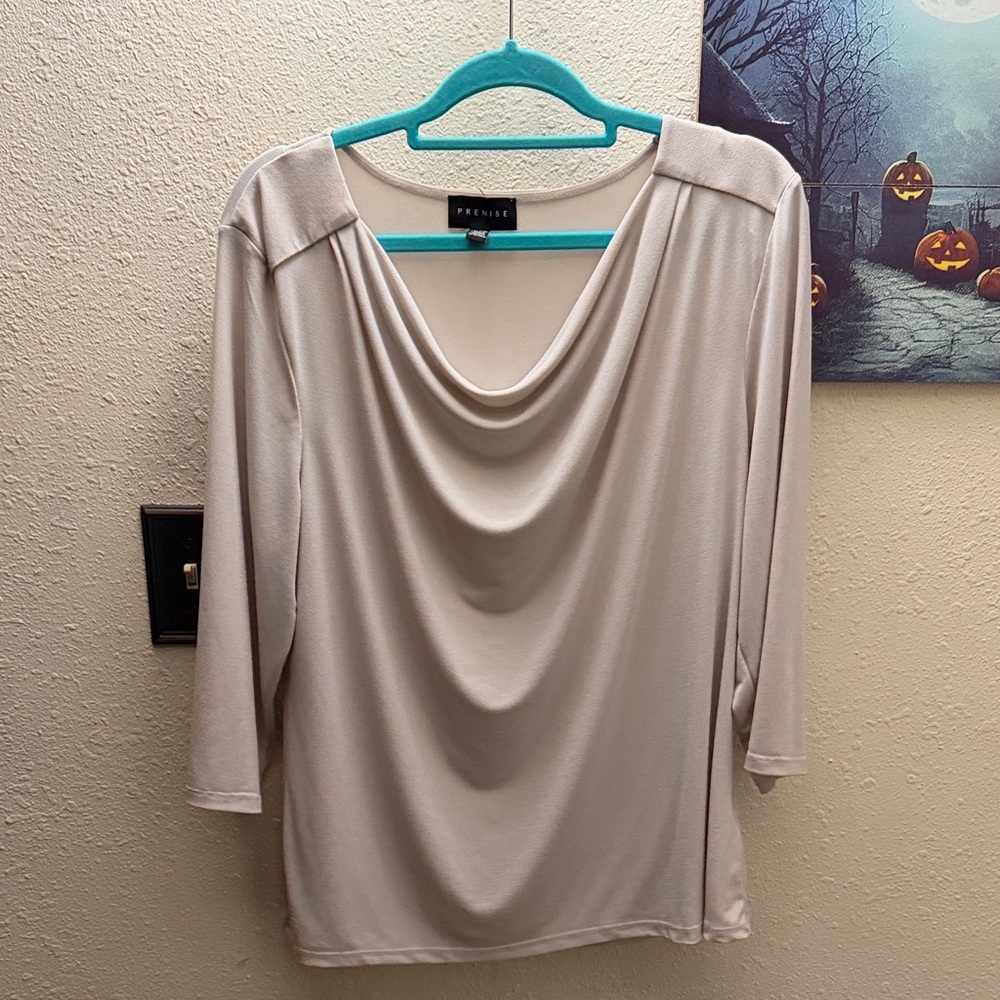 Premise Cream Draped Neck Blouse